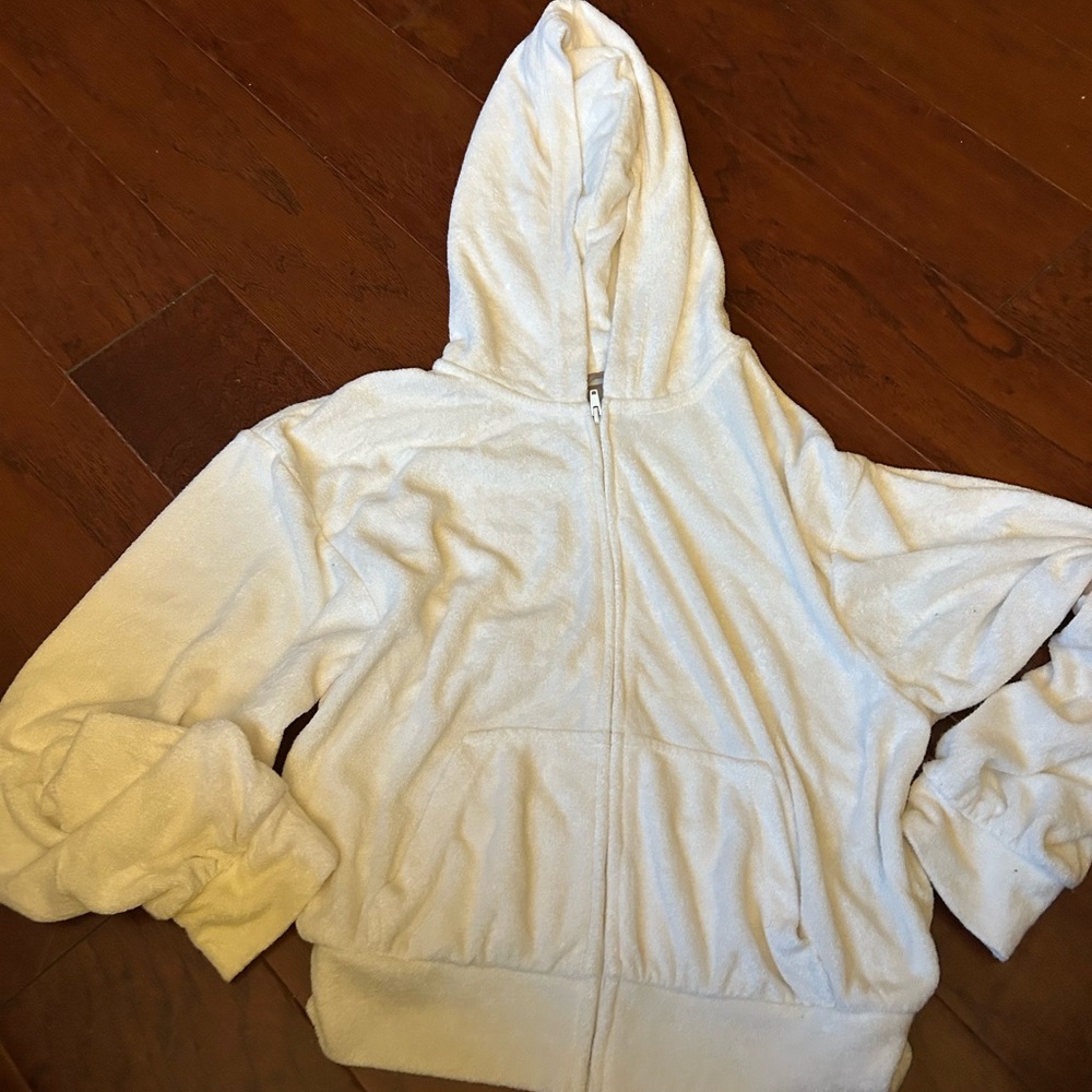 H&M White Hooded Zip-Up Jacket